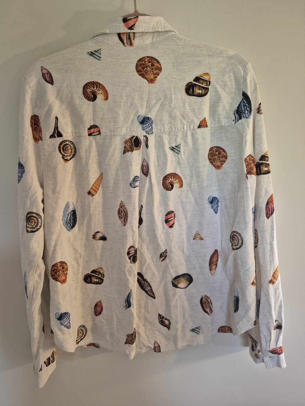 Jane + Delancey Seashell Print Linen Blend Shirt XL PTP 22" - Picture 5 of 7